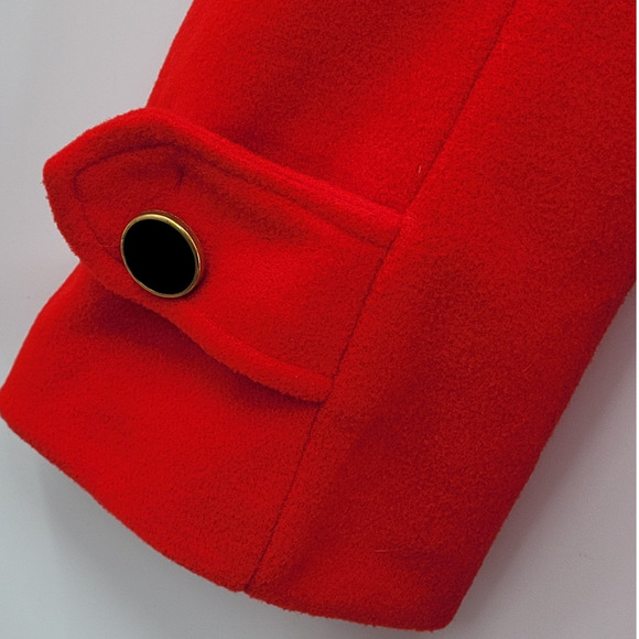 Shi Long Fashion Vintage Red double breasted Faux Fur Collar Peplum Swing Coat - Picture 12 of 14